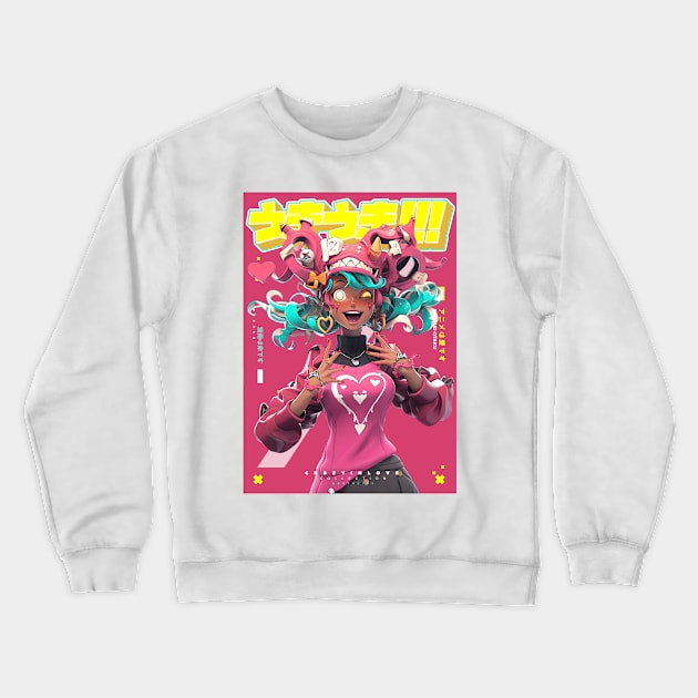 Super Psycho Fujoshi PNK - Cr8zy in love Collection | Anime Manga 3D Design | PROUD OTAKU Crewneck Sweatshirt by PROUD OTAKU